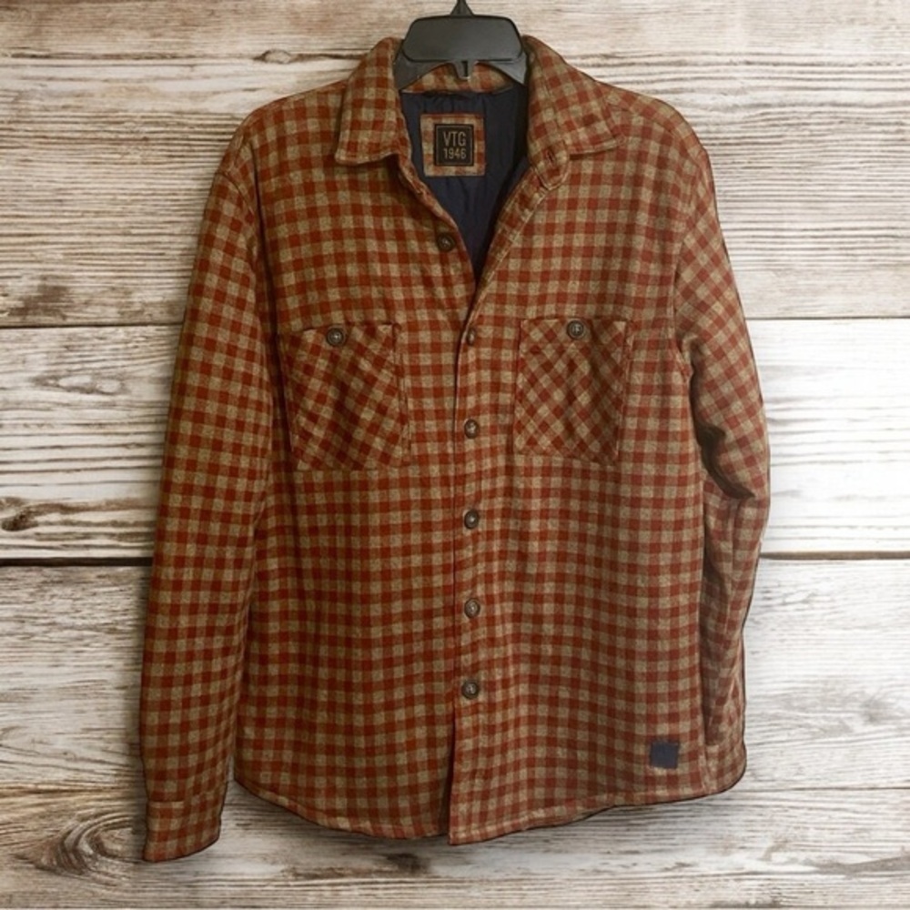 Vintage 1946 Red & Khaki Plaid Rugged Shirt with Quilted Lining‎